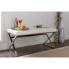 Baxton Studio Herald Stainless Steel and White Faux Leather Upholstered Bench 117-6328